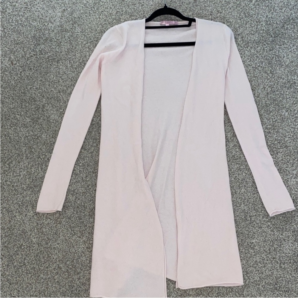 Calypso St. Barth light  Pink 100% cashmere long duster Cardigan sweater xs
